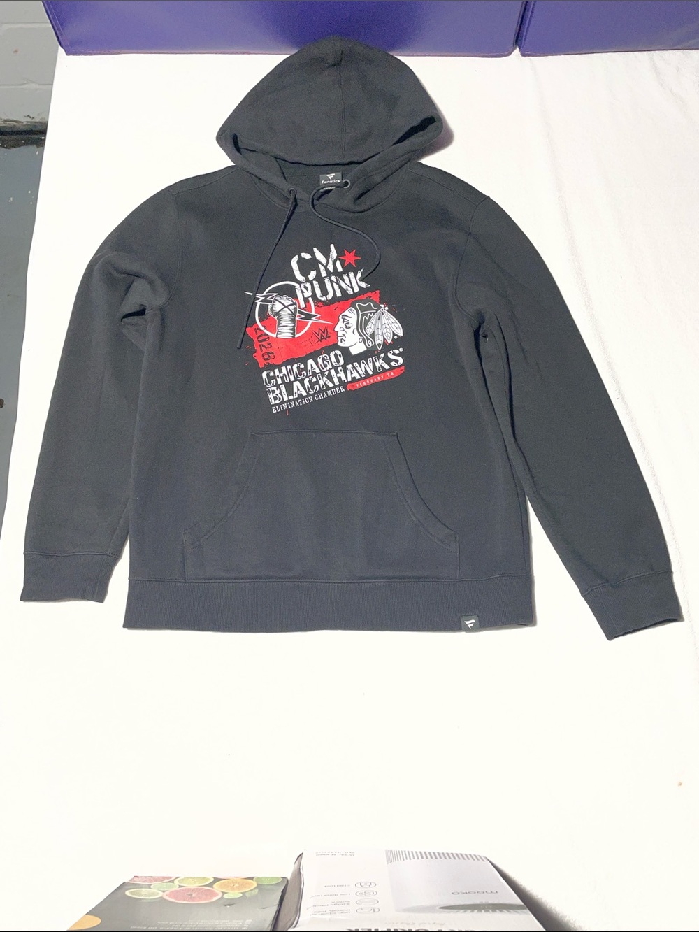 Fanatics Black CM Punk x Chicago Blackhawks Pullover Hoodie